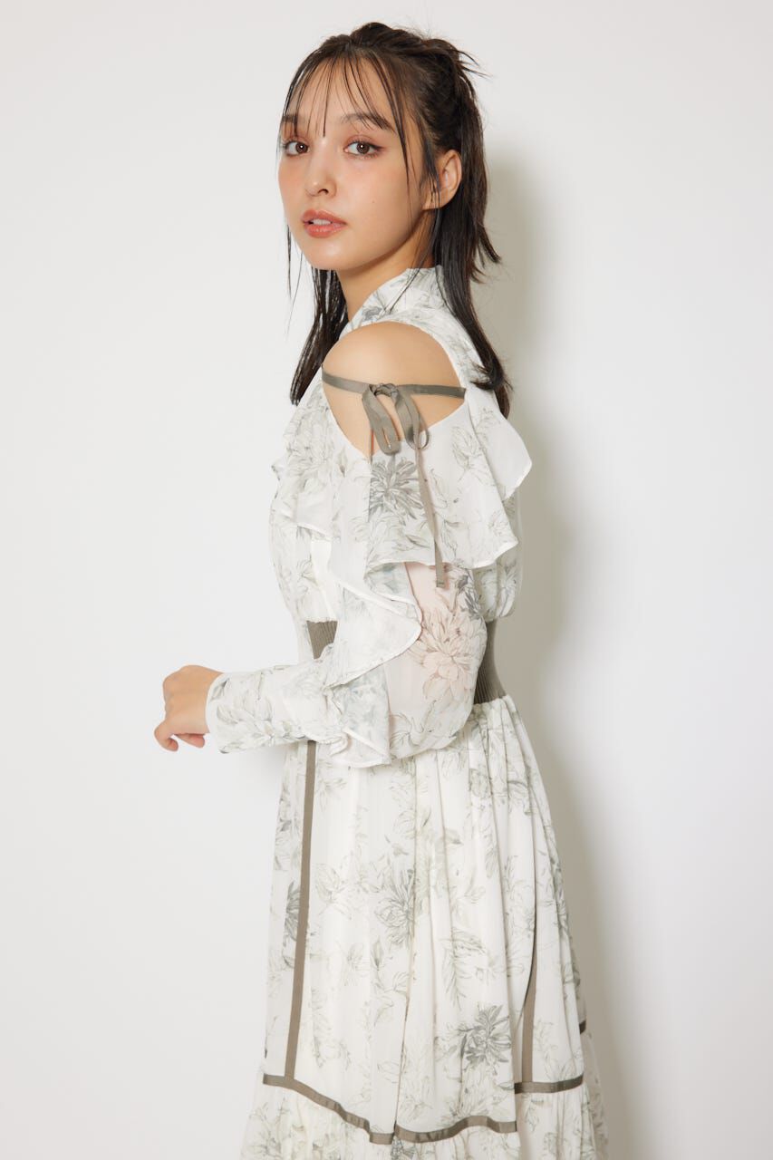 rienda「フリルスリーブニットドッキングワンピ」|ワンピース|