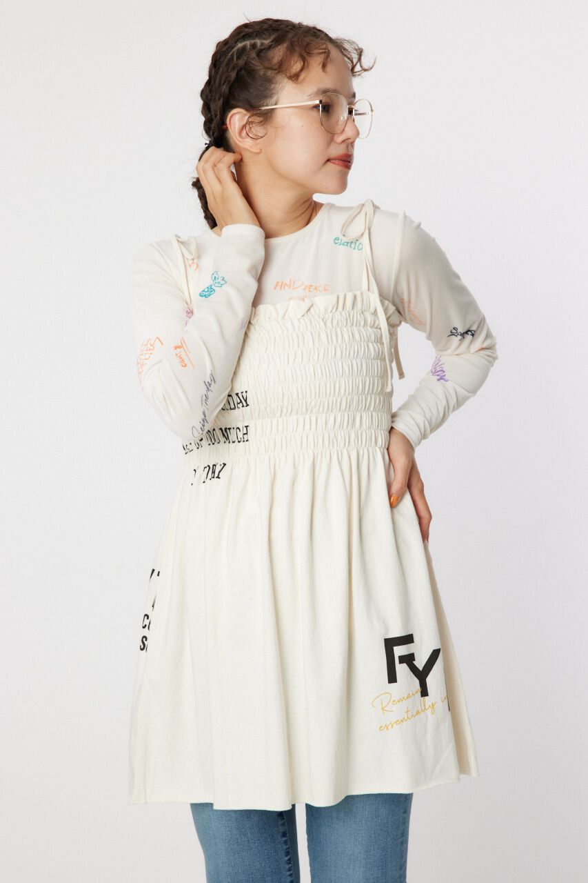 RODEO CROWNS「ランダムテキストシャーリングキャミチュニック」|キャミソール|