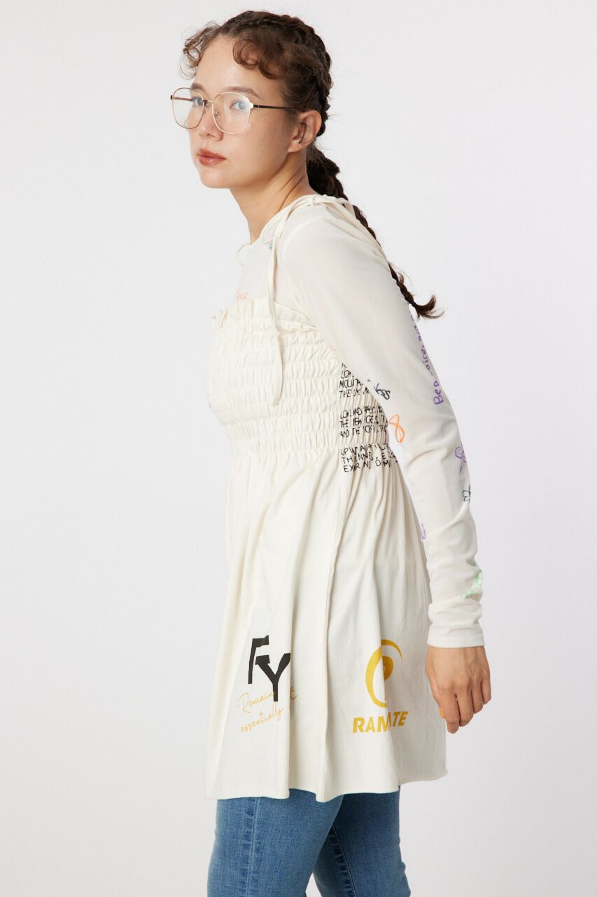 RODEO CROWNS「ランダムテキストシャーリングキャミチュニック」|キャミソール|