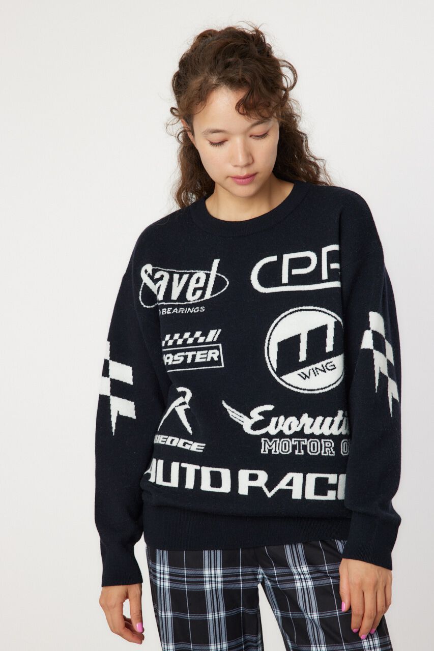 RODEO CROWNS「オートレースニットトップス」|ニット・セーター|BLK