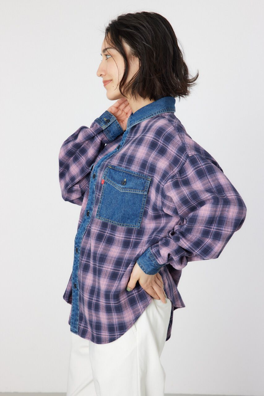 RODEO CROWNS「デニムドッキングチェックシャツ」|シャツ・ブラウス|