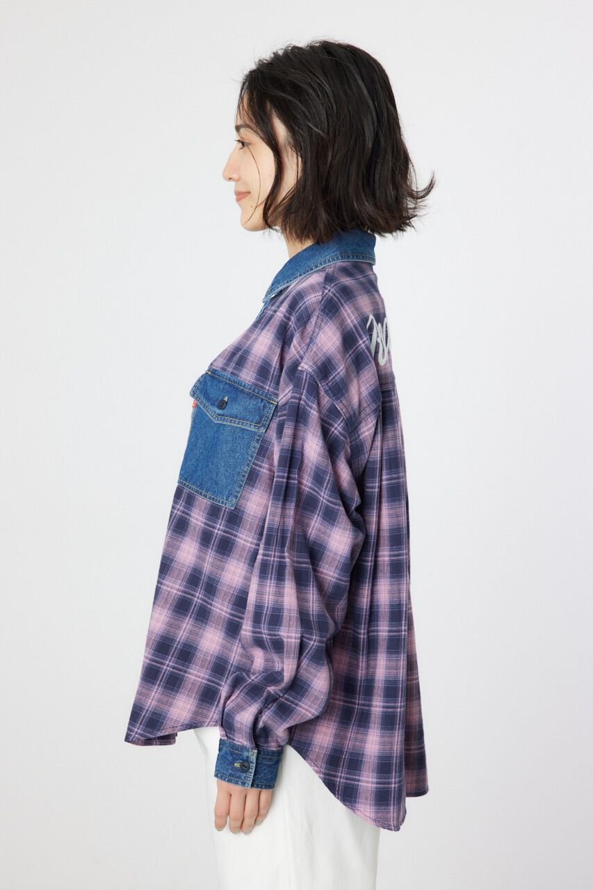 RODEO CROWNS「デニムドッキングチェックシャツ」|シャツ・ブラウス|