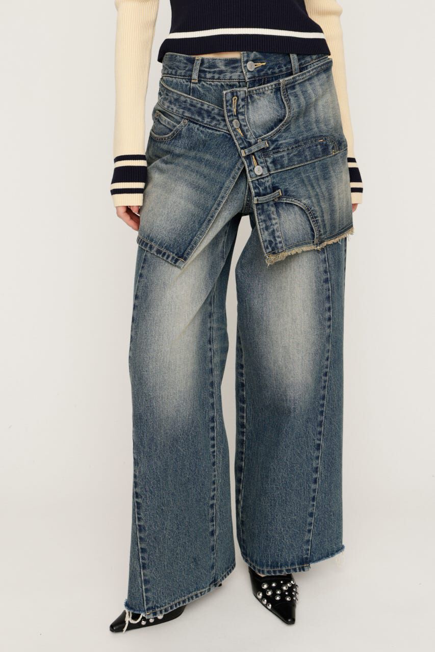 SLY「REMAKE ASYMMETRY L／W DENIM パンツ」|デニム|BLU