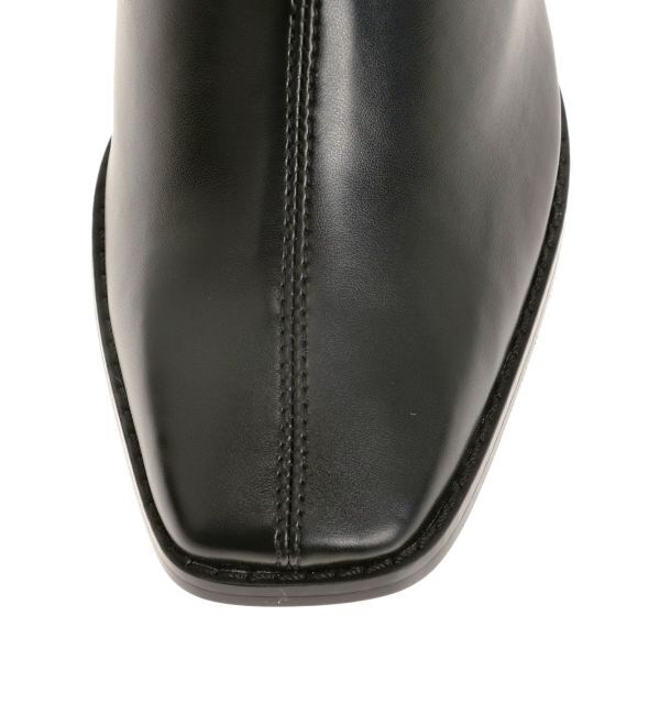 MERCURYDUO「フェイクレザースクエアトゥストレッチショートブーツ」|ショートブーツ|