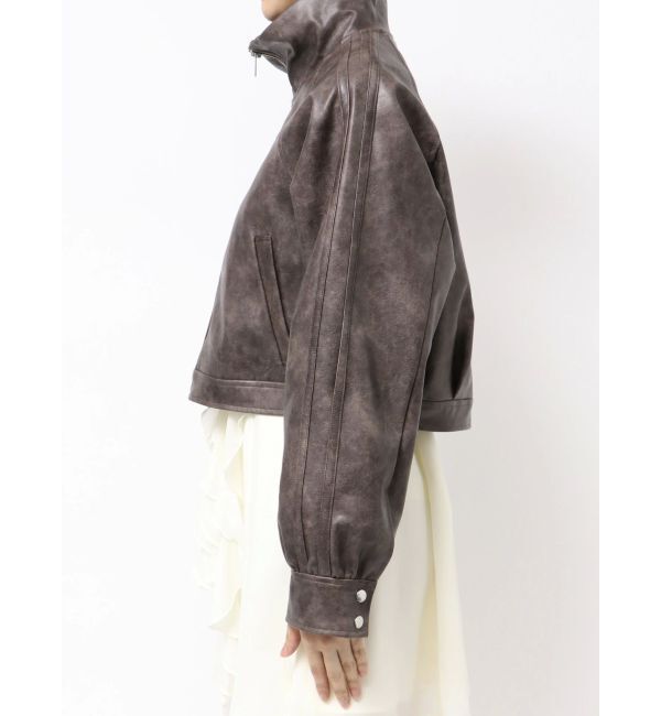 MERCURYDUO「フェイクレザークロップドブルゾン」|ブルゾン・スタジャン|