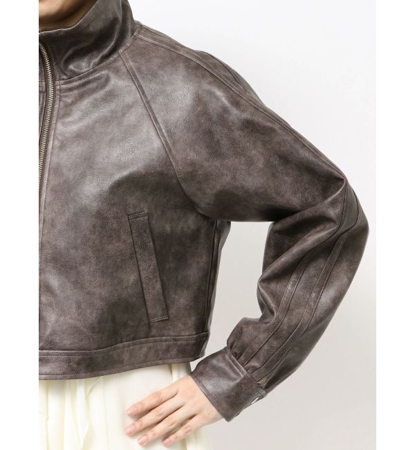 MERCURYDUO「フェイクレザークロップドブルゾン」|ブルゾン・スタジャン|