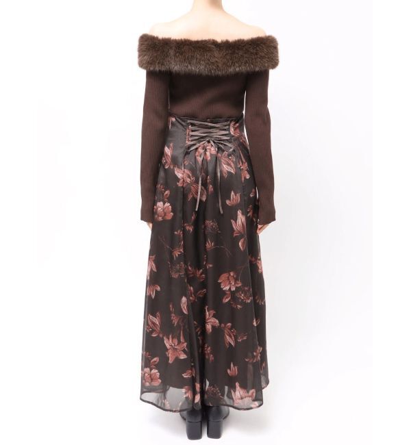 MERCURYDUO「花柄オフショルニットドッキングワンピース」|ワンピース|