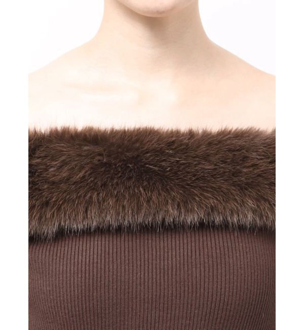 MERCURYDUO「花柄オフショルニットドッキングワンピース」|ワンピース|