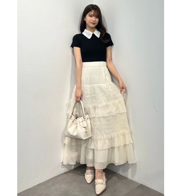 MERCURYDUO「レース襟ハーフスリーブニット」|ニット・セーター|