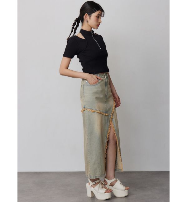 MURUA「フリンジスリットデニムスカート【セットアップ着用可】」|スカート|