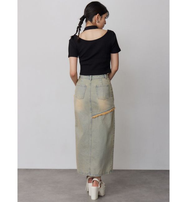 MURUA「フリンジスリットデニムスカート【セットアップ着用可】」|スカート|