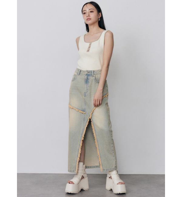 MURUA「フリンジスリットデニムスカート【セットアップ着用可】」|スカート|