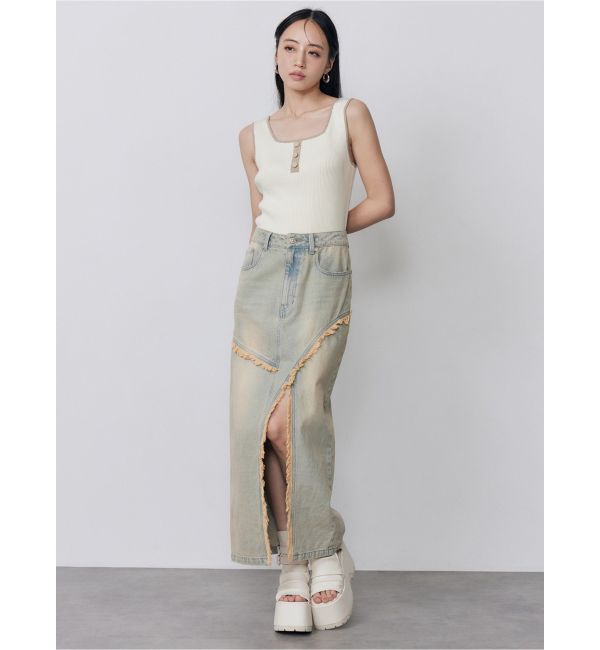 MURUA「フリンジスリットデニムスカート【セットアップ着用可】」|スカート|