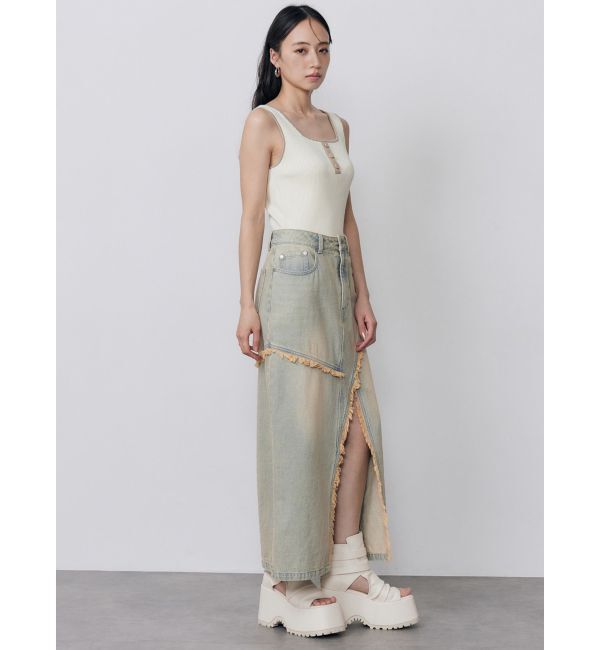 MURUA「フリンジスリットデニムスカート【セットアップ着用可】」|スカート|