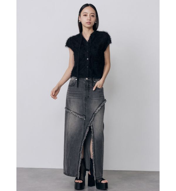 MURUA「フリンジスリットデニムスカート【セットアップ着用可】」|スカート|