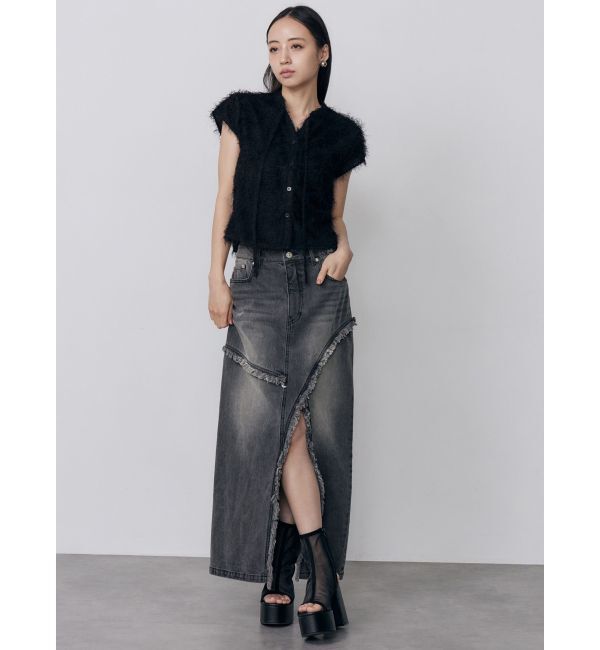 MURUA「フリンジスリットデニムスカート【セットアップ着用可】」|スカート|