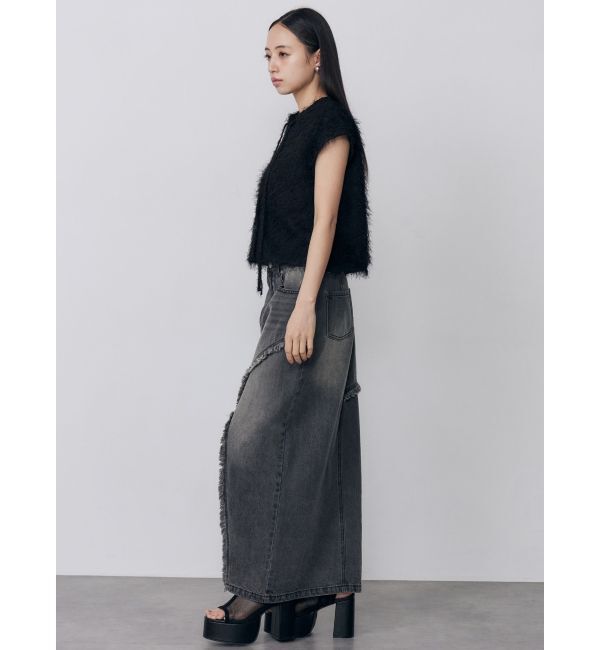 MURUA「フリンジスリットデニムスカート【セットアップ着用可】」|スカート|