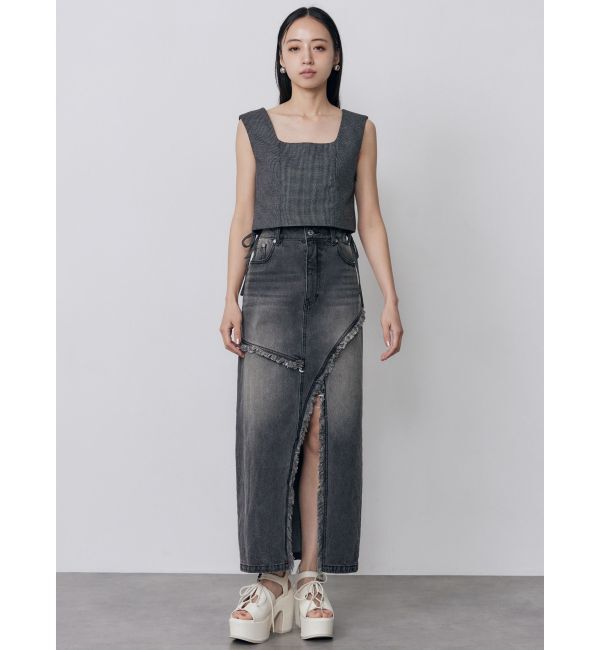 MURUA「フリンジスリットデニムスカート【セットアップ着用可】」|スカート|