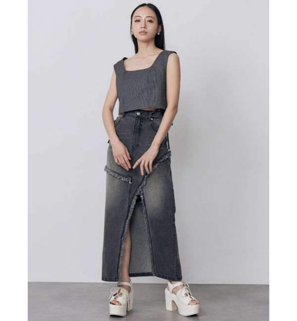 MURUA「フリンジスリットデニムスカート【セットアップ着用可】」|スカート|