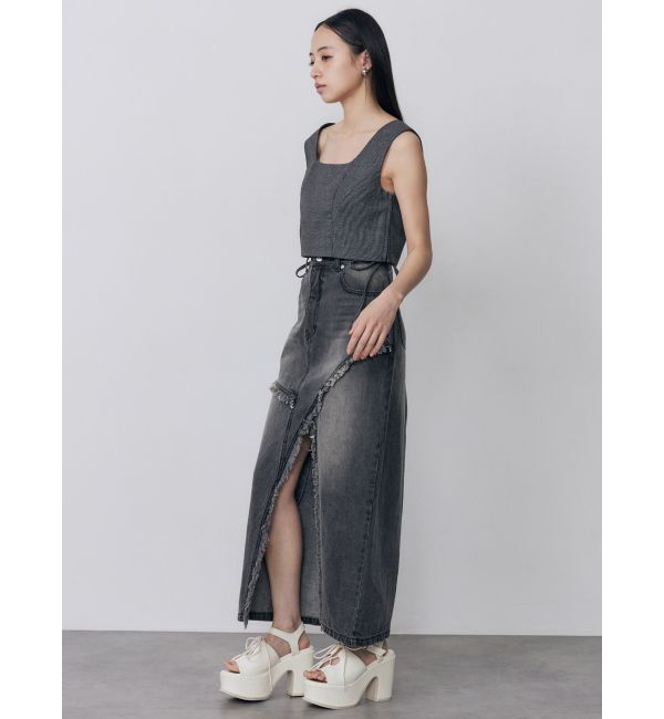 MURUA「フリンジスリットデニムスカート【セットアップ着用可】」|スカート|