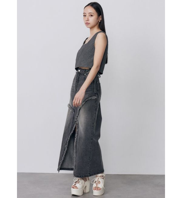 MURUA「フリンジスリットデニムスカート【セットアップ着用可】」|スカート|