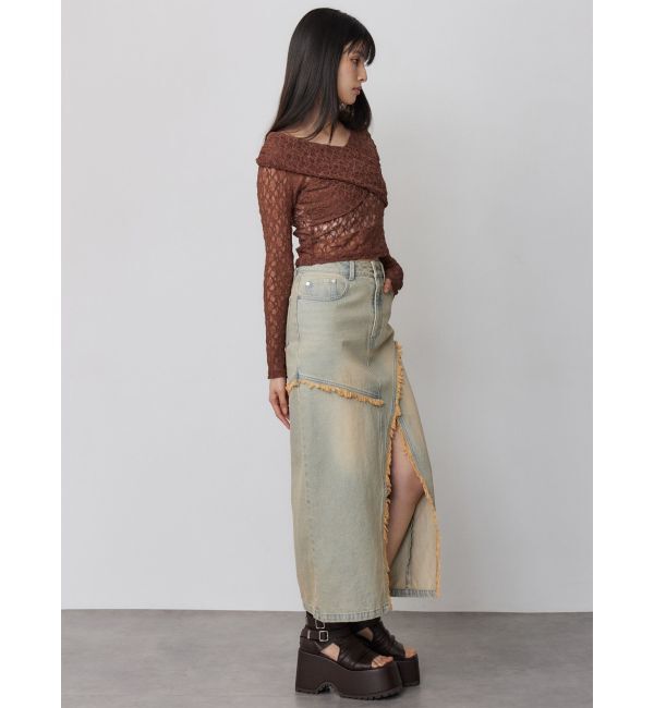 MURUA「フリンジスリットデニムスカート【セットアップ着用可】」|スカート|