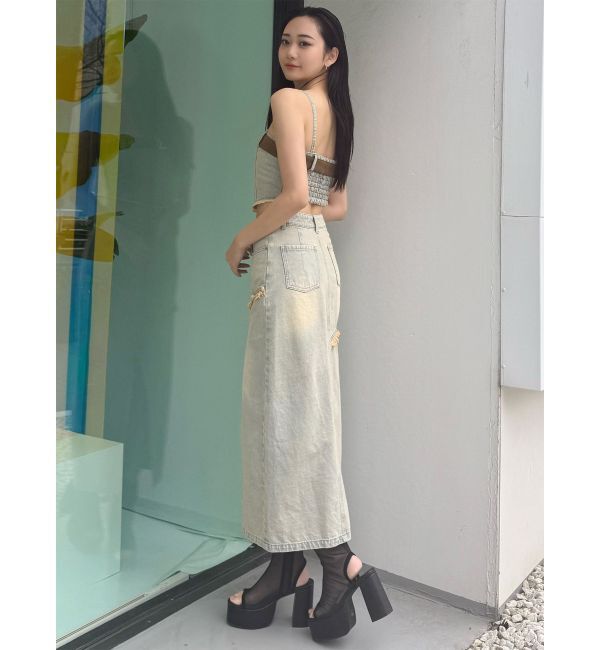 MURUA「フリンジスリットデニムスカート【セットアップ着用可】」|スカート|