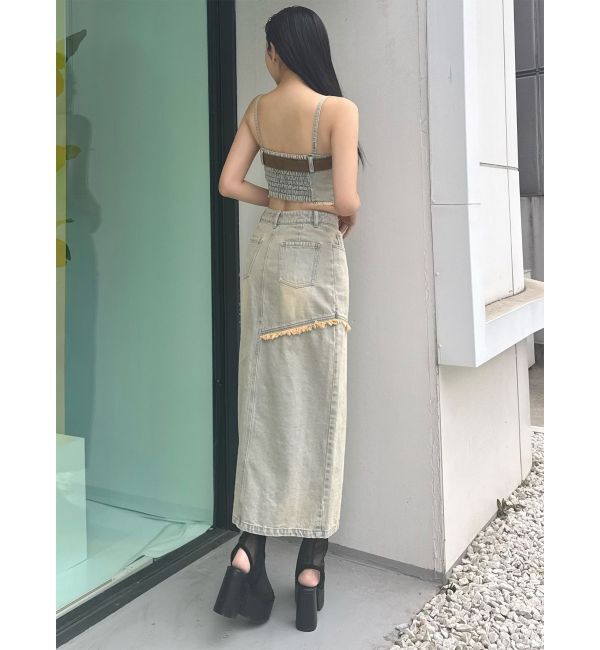 MURUA「フリンジスリットデニムスカート【セットアップ着用可】」|スカート|