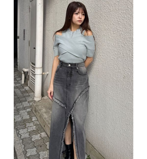 MURUA「フリンジスリットデニムスカート【セットアップ着用可】」|スカート|