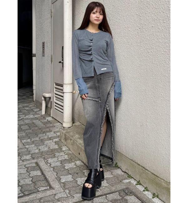 MURUA「フリンジスリットデニムスカート【セットアップ着用可】」|スカート|