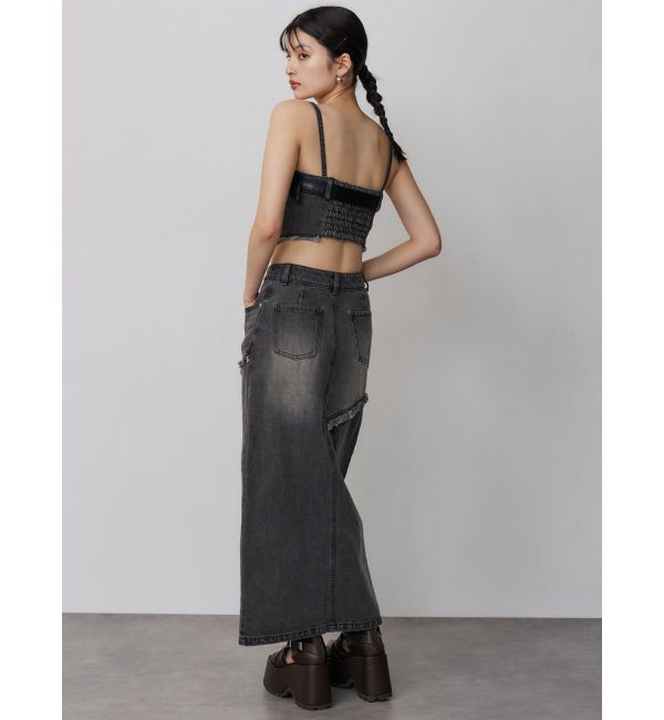 MURUA「フリンジスリットデニムスカート【セットアップ着用可】」|スカート|