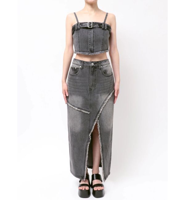 MURUA「フリンジスリットデニムスカート【セットアップ着用可】」|スカート|