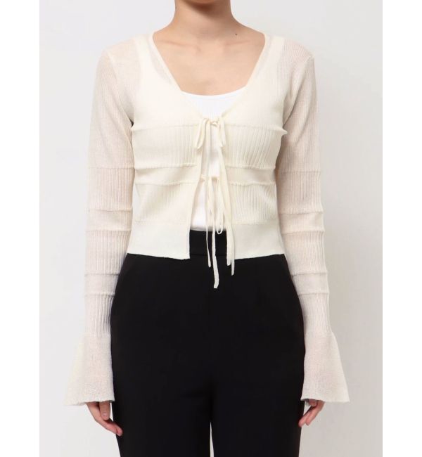 LAGUNAMOON「スパークラメリボンニットカーディガン」|カーディガン|