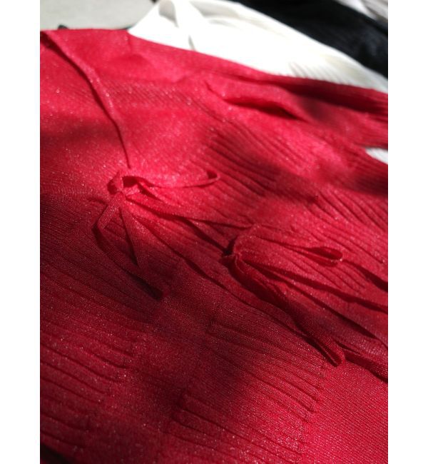 LAGUNAMOON「スパークラメリボンニットカーディガン」|カーディガン|