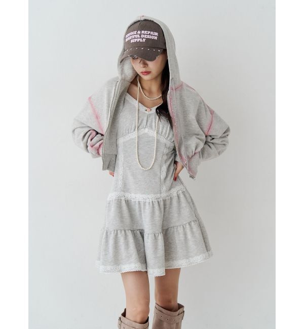 jouetie「レースドッキングスウェットキャミワンピース」|ワンピース|