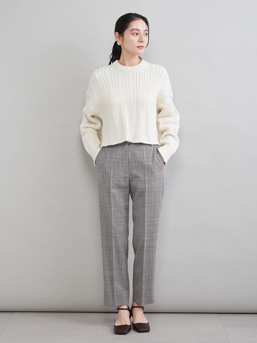 Mila Owen「後ろゴムテーパードチェックパンツ」|チノ|