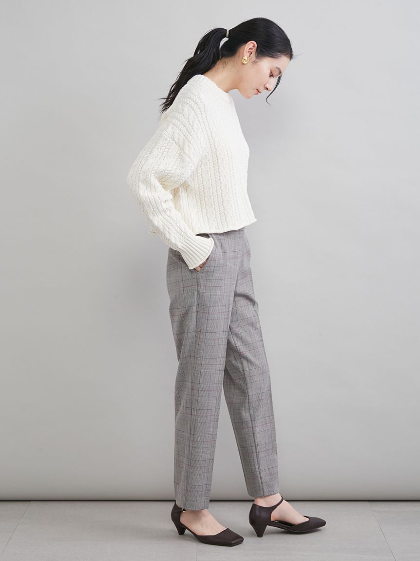 Mila Owen「後ろゴムテーパードチェックパンツ」|チノ|