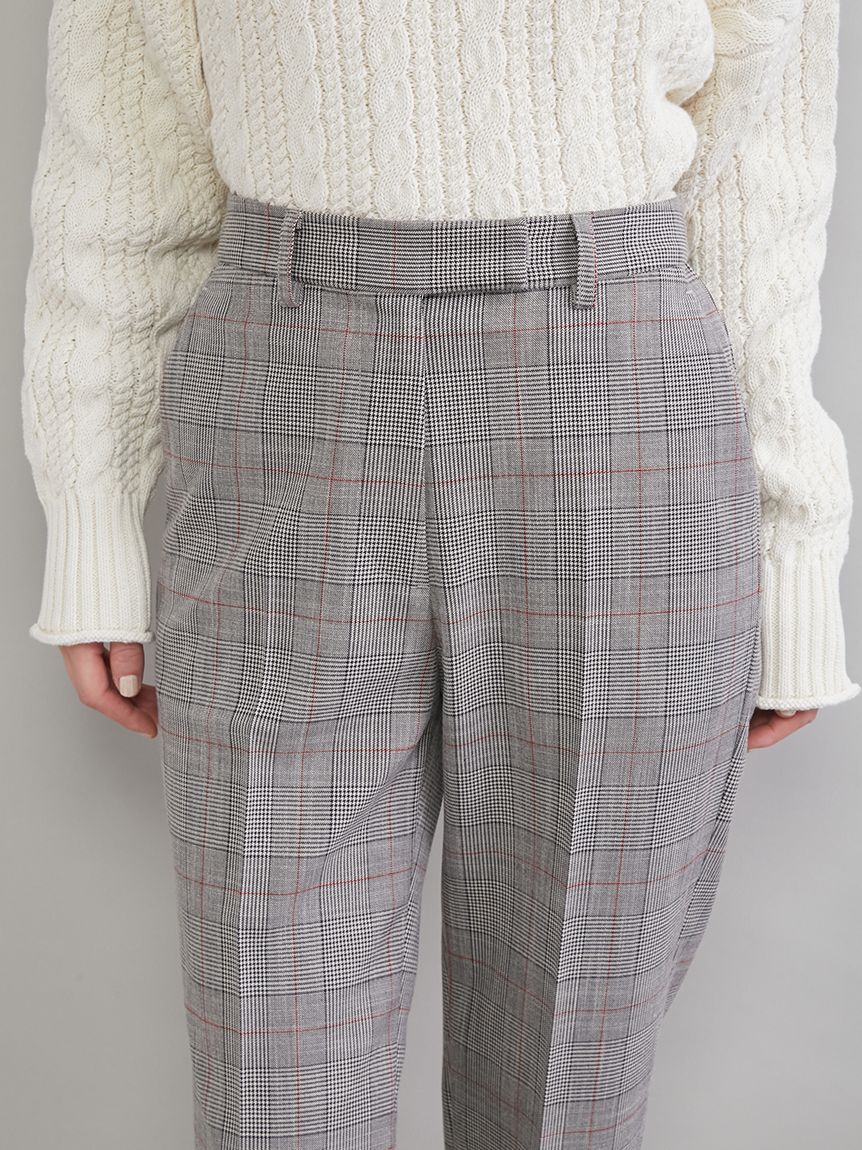 Mila Owen「後ろゴムテーパードチェックパンツ」|チノ|