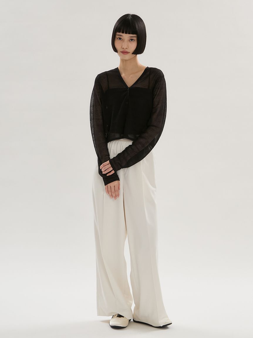 emmi atelier「emmiロゴウエストゴムテーパードパンツ」|チノ|