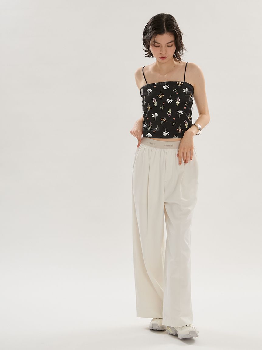 emmi atelier「emmiロゴウエストゴムテーパードパンツ」|チノ|