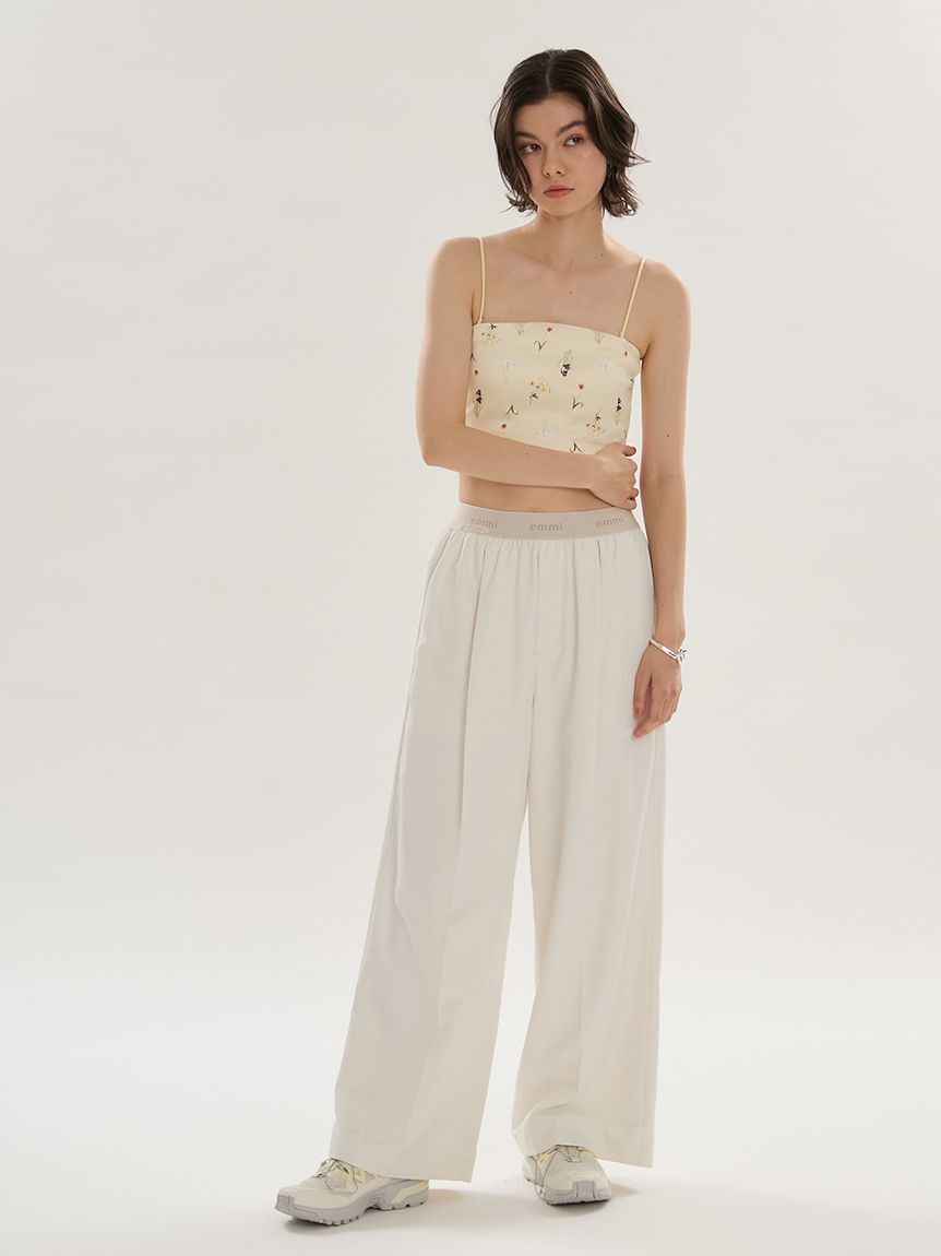 emmi atelier「emmiロゴウエストゴムテーパードパンツ」|チノ|