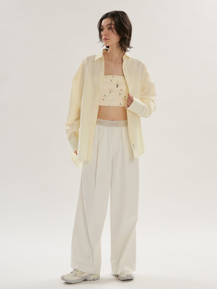 emmi atelier「emmiロゴウエストゴムテーパードパンツ」|チノ|