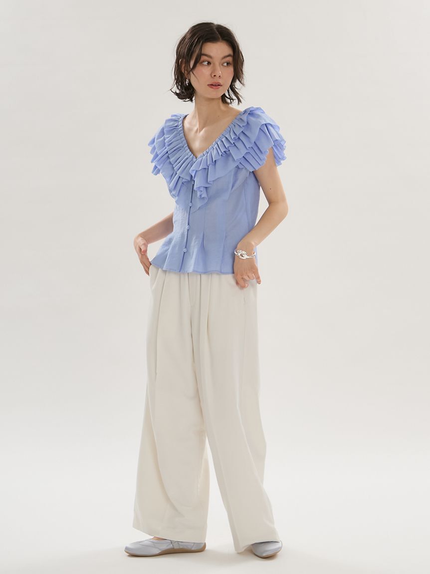 emmi atelier「emmiロゴウエストゴムテーパードパンツ」|チノ|