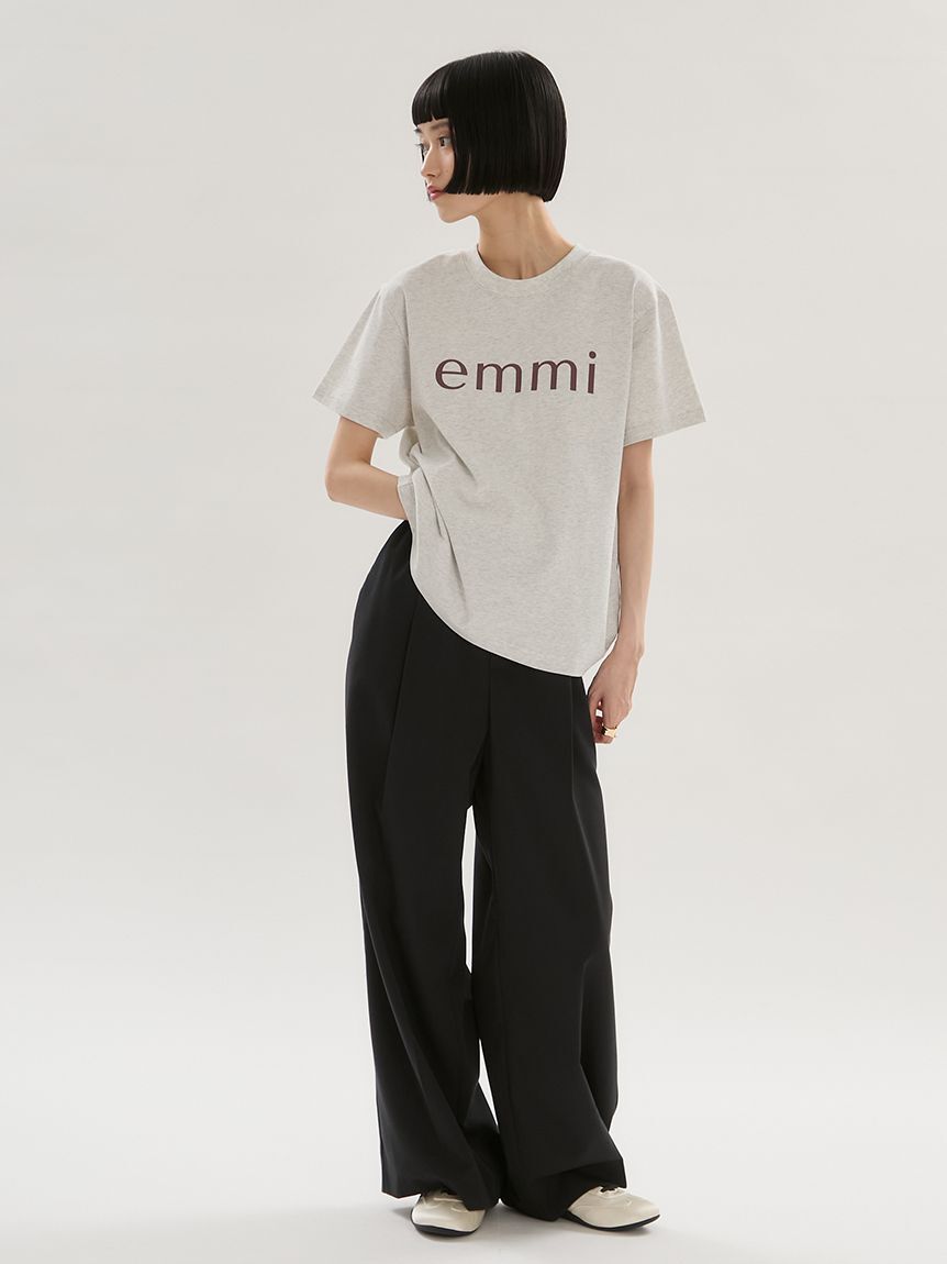 emmi atelier「emmiロゴウエストゴムテーパードパンツ」|チノ|