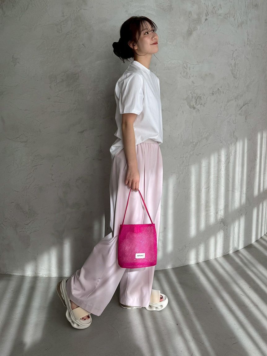 emmi atelier「emmiロゴウエストゴムテーパードパンツ」|チノ|