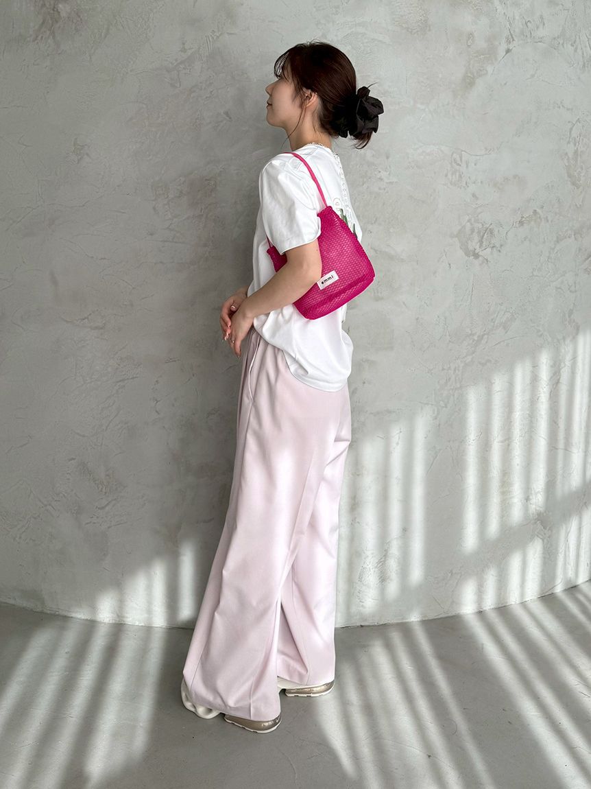 emmi atelier「emmiロゴウエストゴムテーパードパンツ」|チノ|