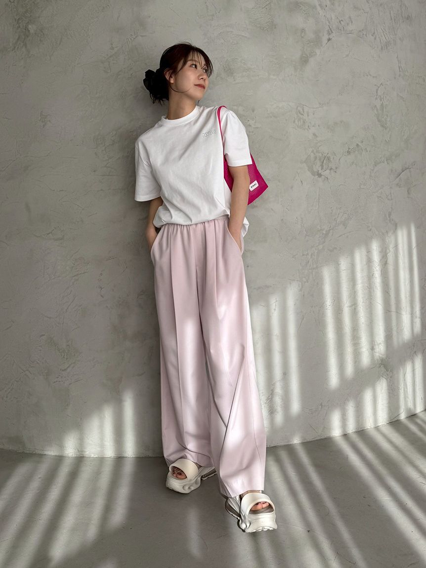 emmi atelier「emmiロゴウエストゴムテーパードパンツ」|チノ|