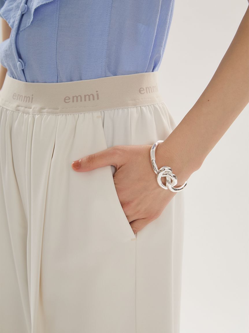 emmi atelier「emmiロゴウエストゴムテーパードパンツ」|チノ|
