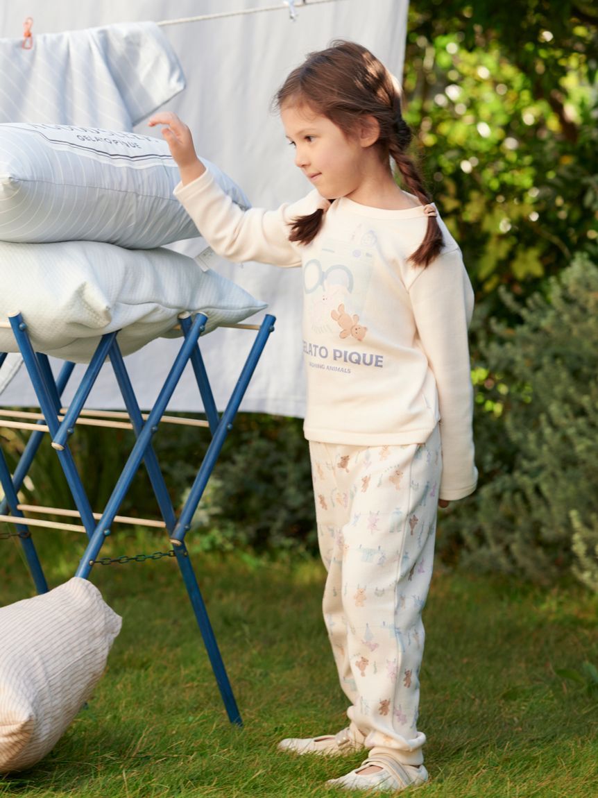 GELATO PIQUE KIDS & BABY「【KIDS】ウォッシングアニマルワンポイントロンT」|ルームウェア|