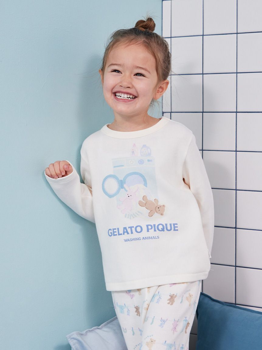 GELATO PIQUE KIDS & BABY「【KIDS】ウォッシングアニマルワンポイントロンT」|ルームウェア|